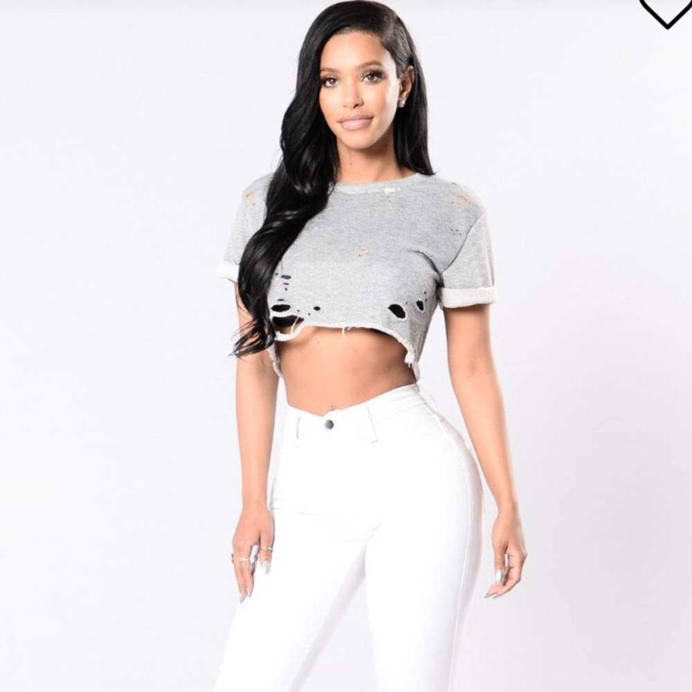 Distressed Fashion Nova Crop Top